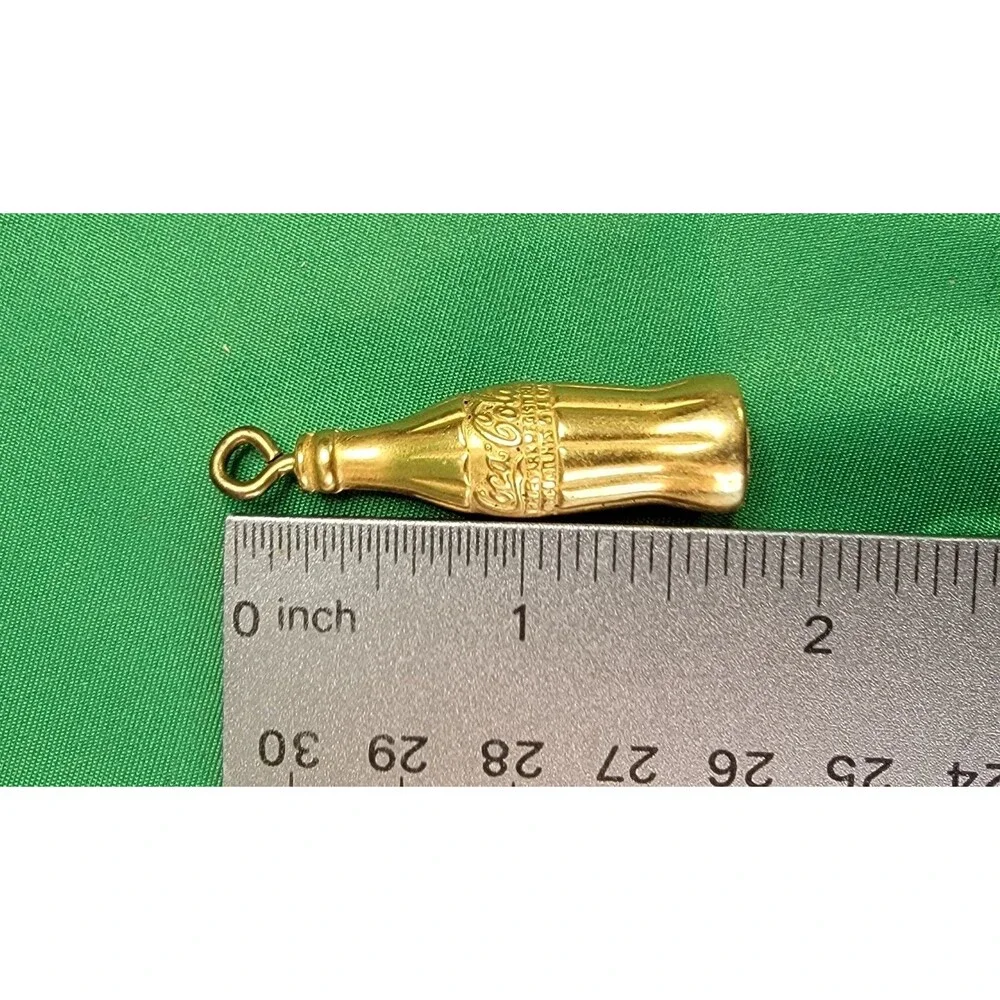 Novelty Coca Cola Bottle Golden Toned Mini Coke Charm Key Chain Accessory
